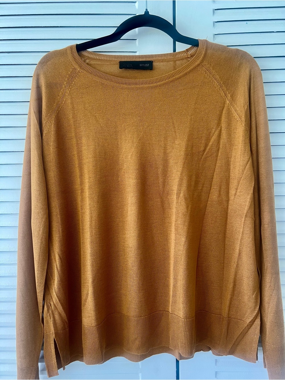 Zara Mustard Knit Crewneck Sweater
